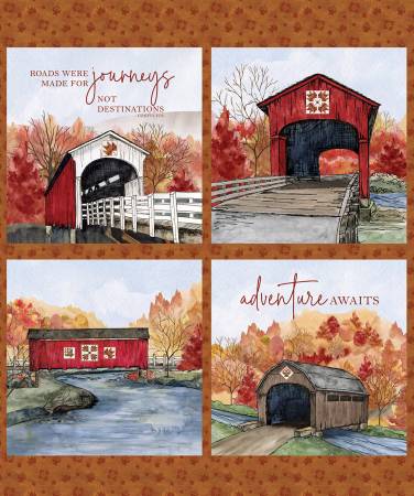 Covered Bridges in Fall 35 1/2in x 43in Pillow Panel PD16217R-PANEL