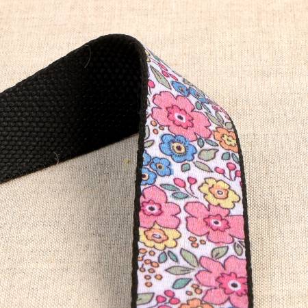 Flowered Webbing Pastels on White 1-3/16in