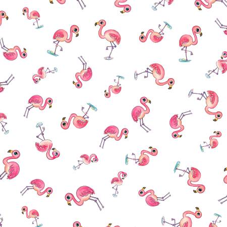 Tossed Flamingos POND6037-W
