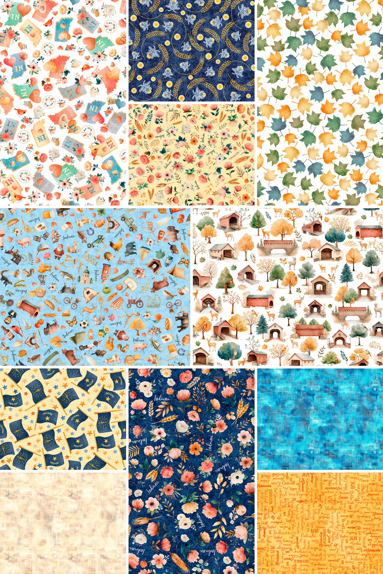 2026 All Indiana Shop Hop Fat Quarter Bundle (22 Fat Quarters)