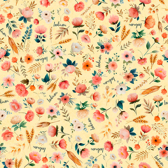 2026 All Indiana Shop Hop - Peonies Butter 32027-S