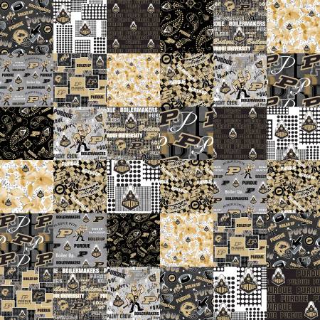 60" wide NCAA Purdue Collegiate Cheater Quilt Allover Cotton