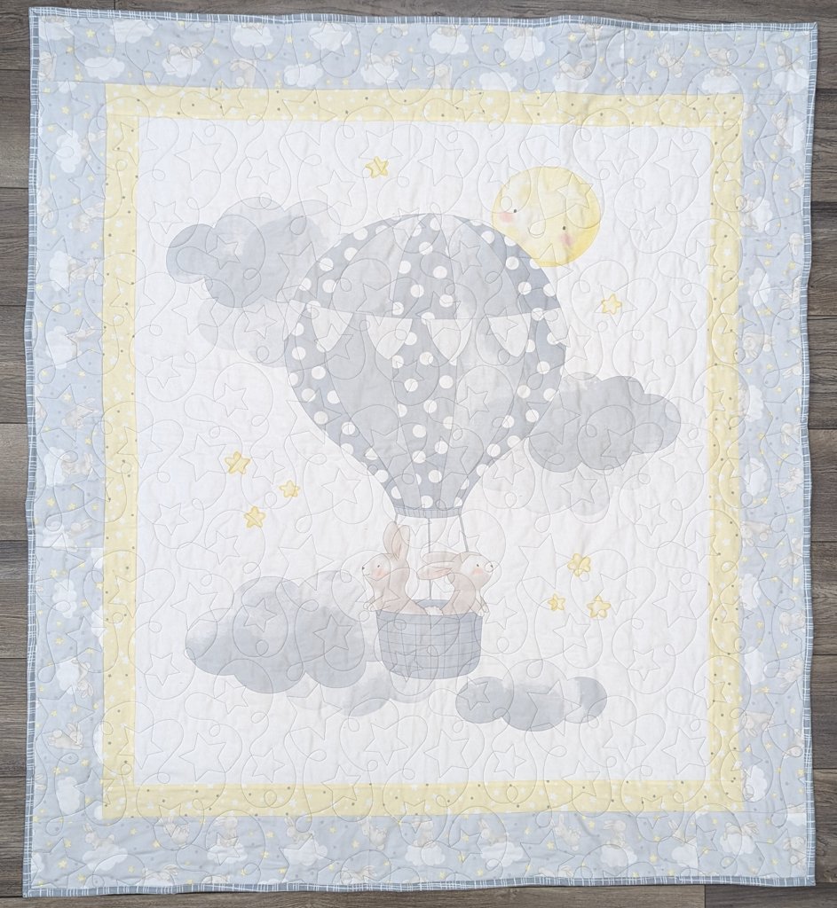 Bunny in Hot Air Balloon Size: 50" x 55"