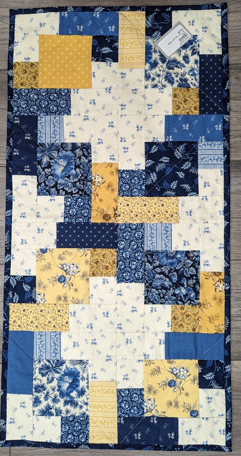 16" x 32" Blue and Yellow Table Runner