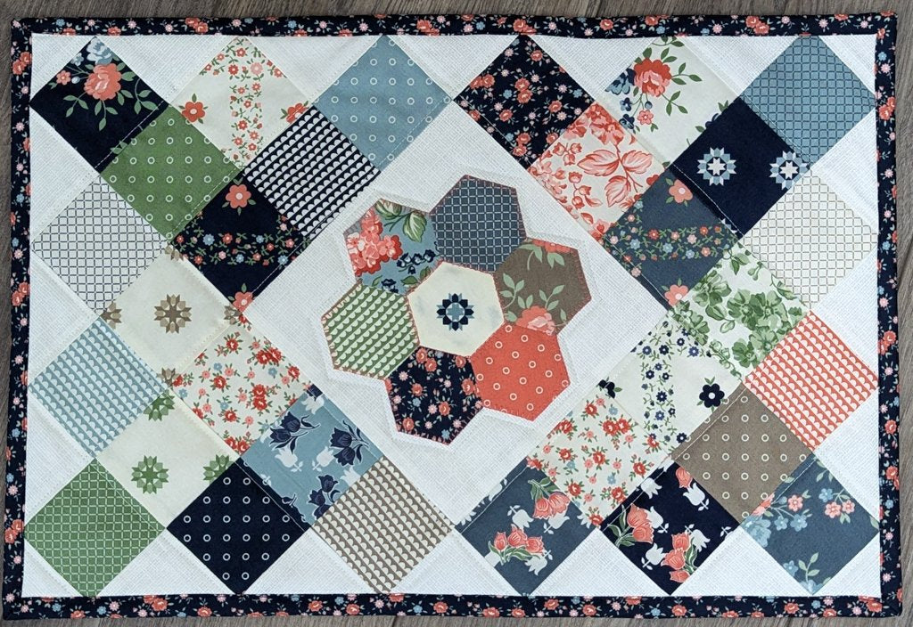 Flower Hexi Table Mat Kit - 3 Different Fabric Options