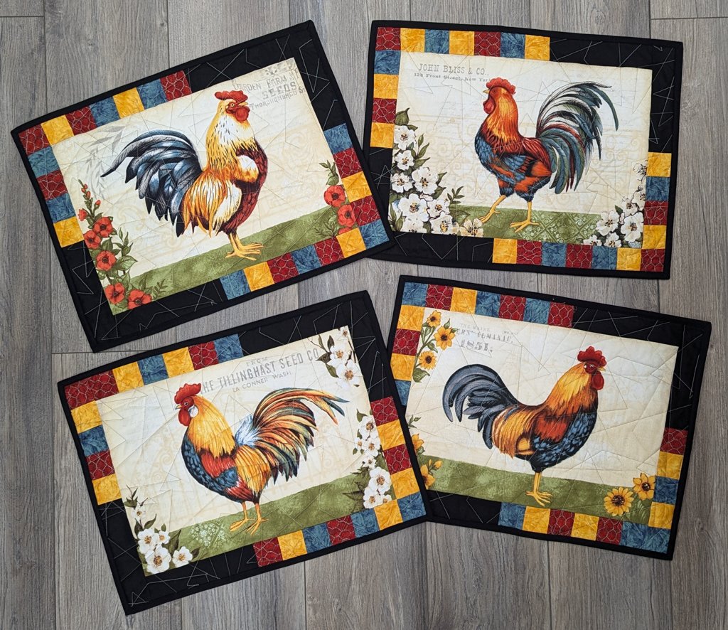 (4) Rooster Placemats Size: 14" x 19"