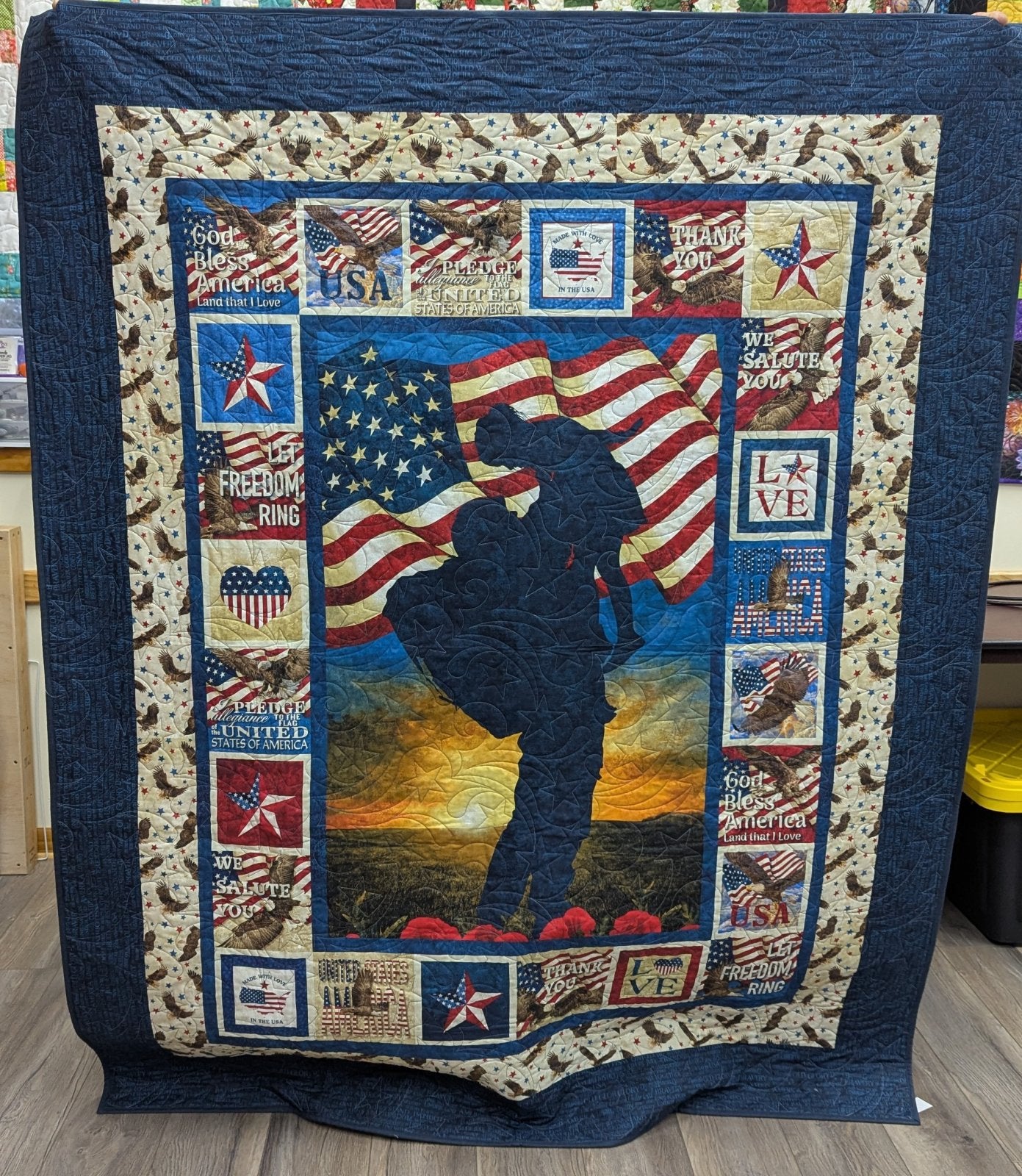 Military Tribute Finished Quilt Size: 62" x 76"