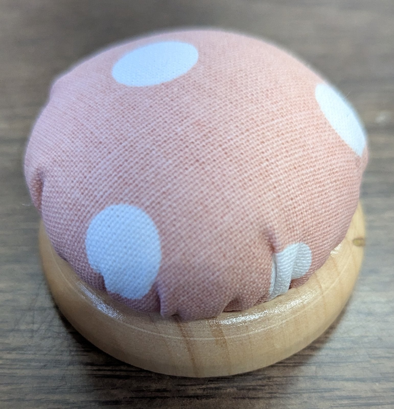 Wooden Base Fabric Pincushion