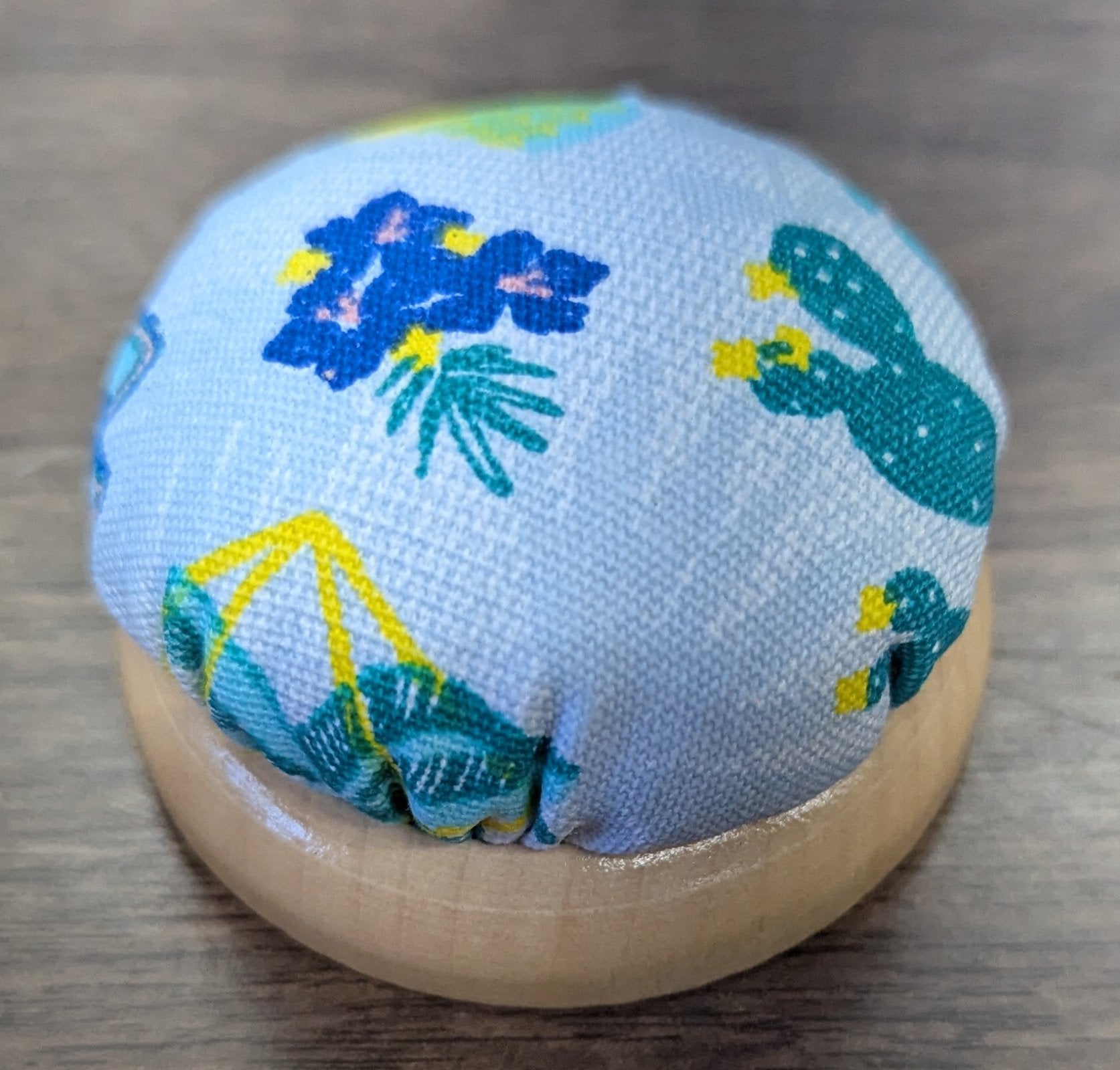 Wooden Base Fabric Pincushion