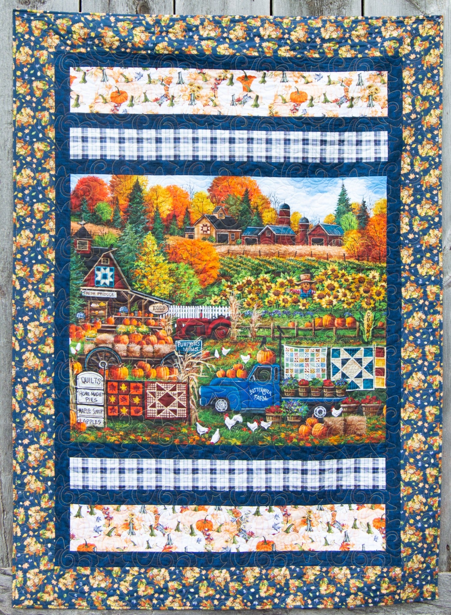 Panel Go Round Pumpkin Patch Keeper Finished Size: 56" x 76"
