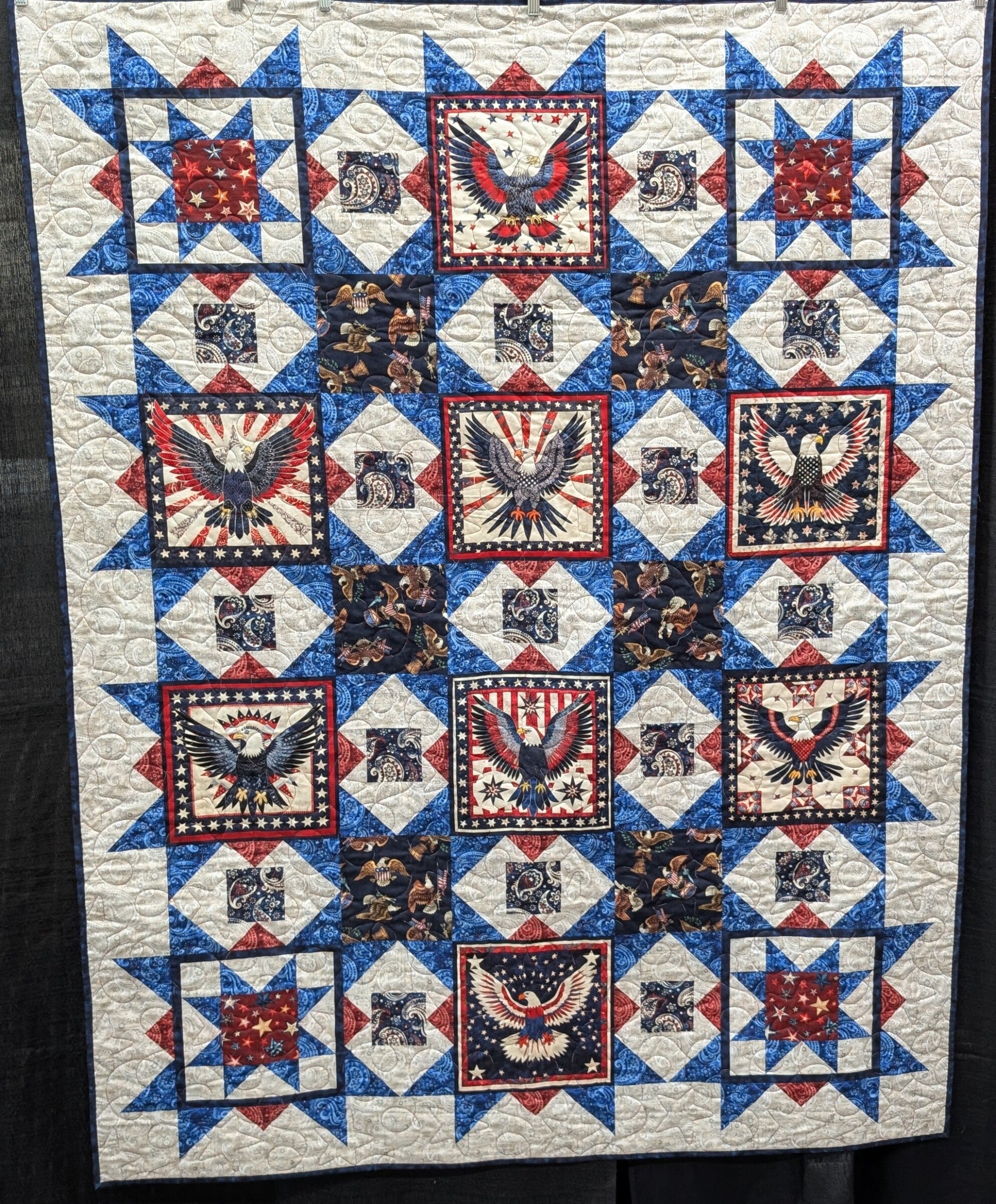 Patriotic Whole Cloth Quilt Size: 55" x71"