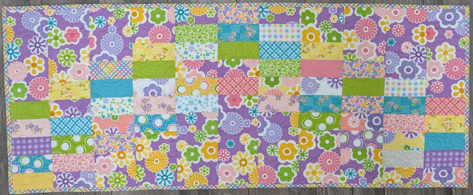 Pebble Lane 70's Flowers Table Runner Finished Item Size: 20" x 49"