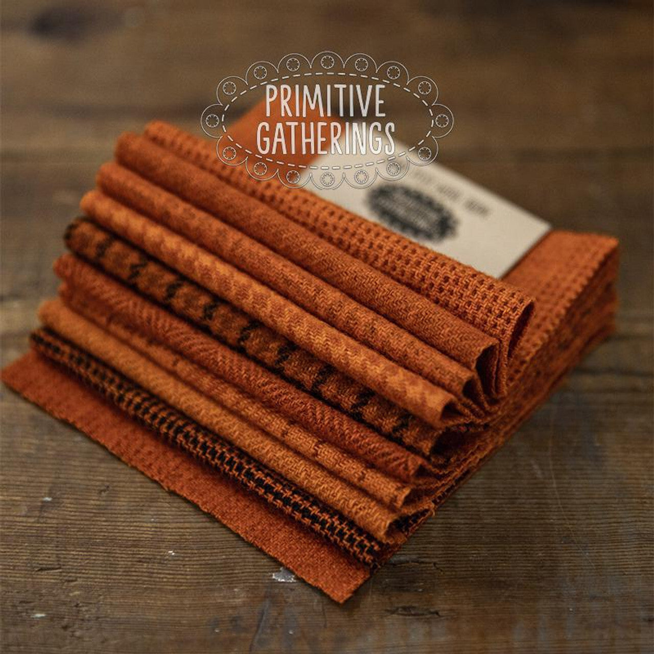 Primitive Gatherings Wool 5" Squares Firebird Orange