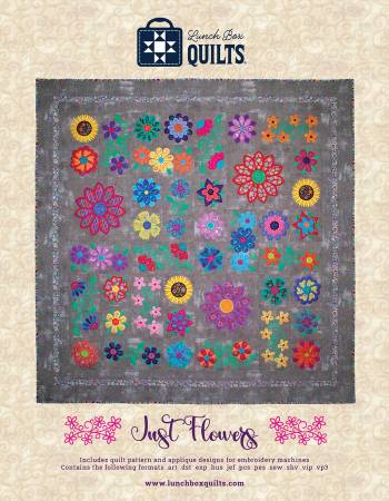 Just Flowers Applique Machine Embroidery Pattern CD & Digital Download