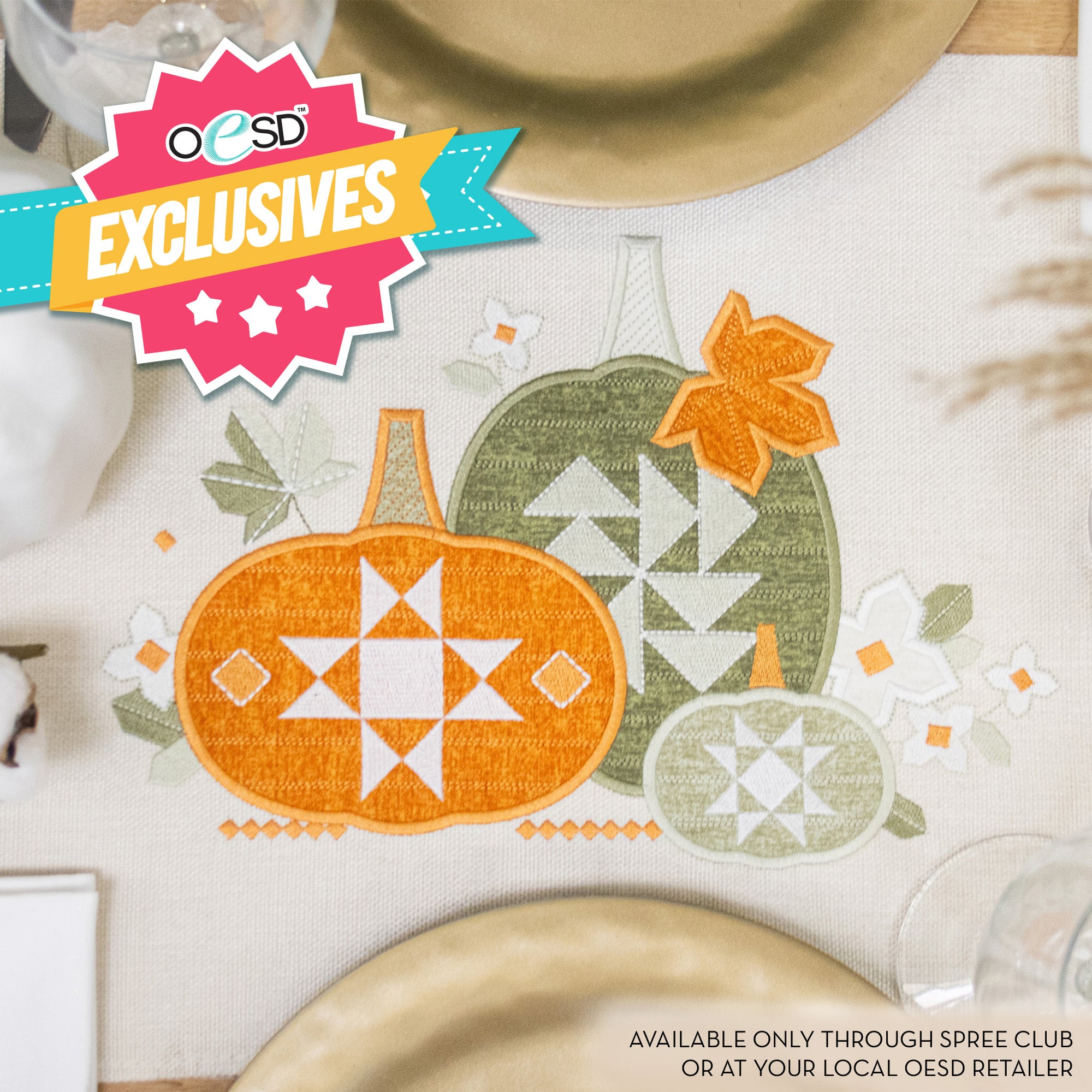 Quilt Block Fall Applique Machine Embroidery - ON USB STICK