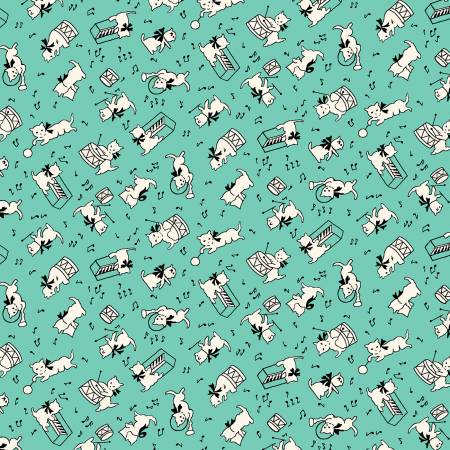 Aunt Grace Goes Scrappy Aqua Cat R351534D-AQUA