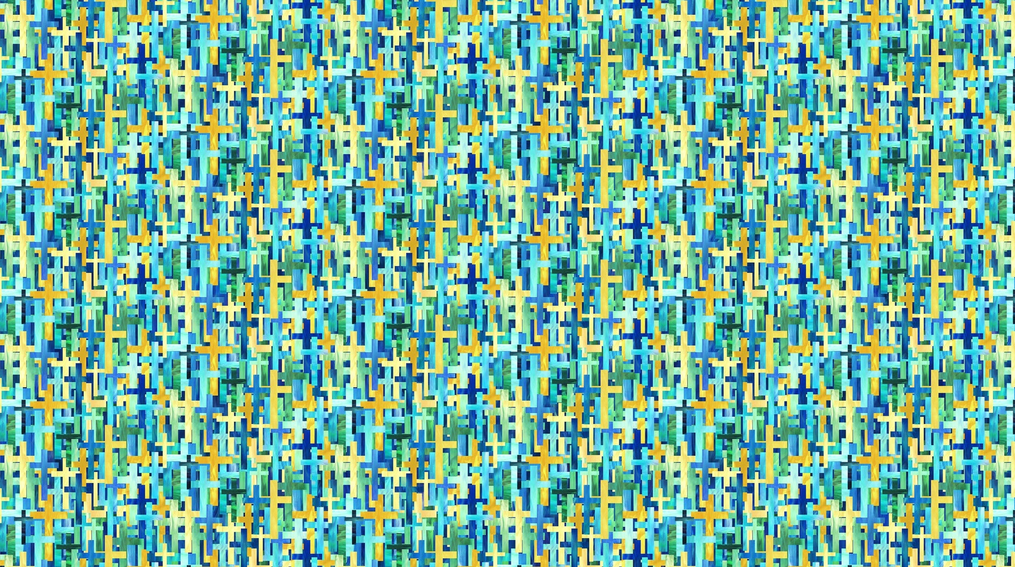 1 yard - Risen DP28662-48 Blue Multi Large Cross