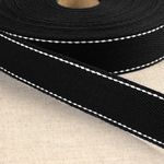 100% Cotton Webbing with Stitches Black 1.18" wide