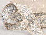 Ethnic Webbing, Beige, Silver, White