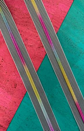 3 yards - Black Stripe Zipper Tape with Rainbow Teeth