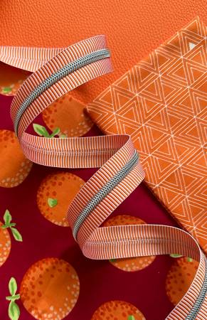 3 yards - Orange Stripe Zipper Tape with Nickel Teeth