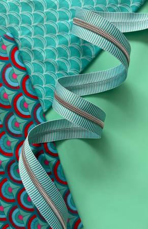 Teal Stripe Zipper Tape with Nickel Teeth 3 yards - Zipper Pulls Not Included