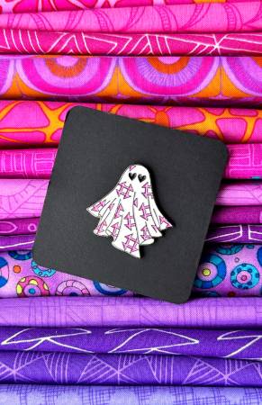 Pink Quilt Ghost Enamel Pin Pink