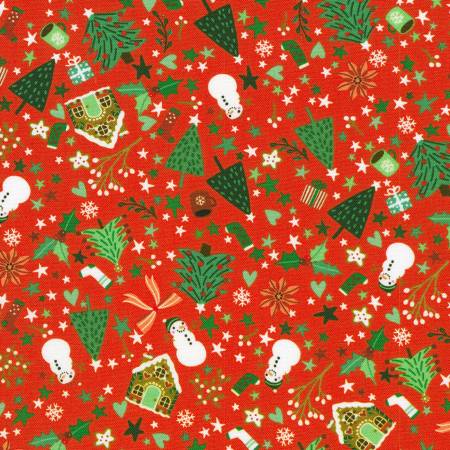 Tiny Tidings 23906-105 Garnet Snowman Christmas Trees Gingerbread Houses