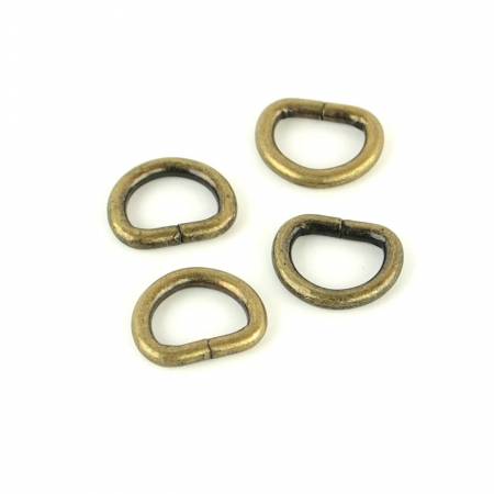 (4) 1/2" Antique Brass D Ring