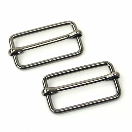 Two Slider Buckles 1 1/2" Gunmetal