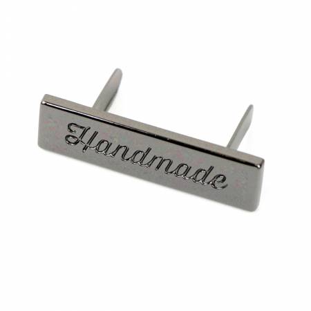 Script Handmade Label Gunmetal