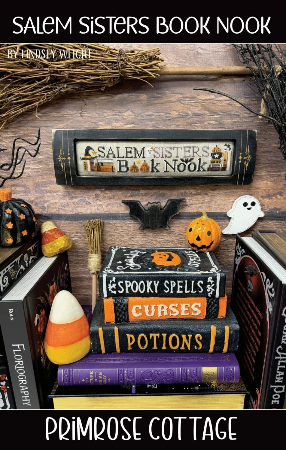 Salem Sisters Book Nook Cross Stitch Pattern