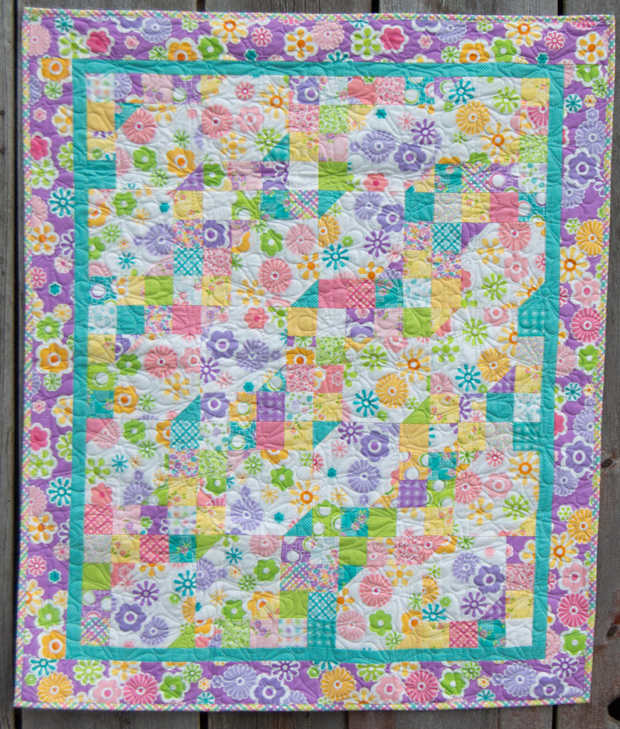 Scrappy Zag 70's Floral Finished Item Size: 39" x 46"