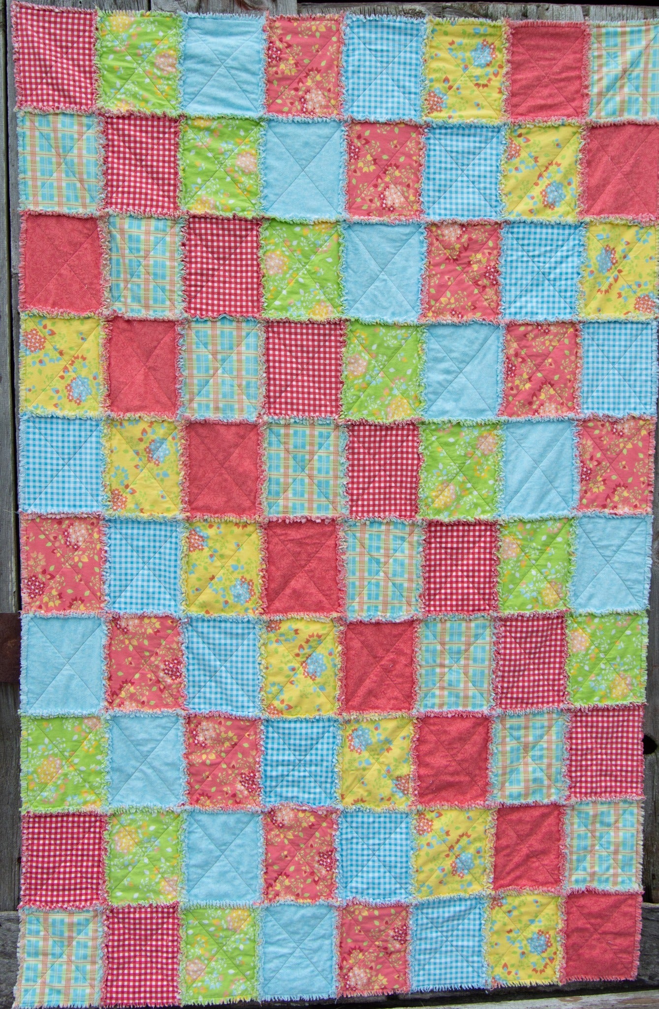 Sherbet Sunshine Rag Quilt Finished Size: 54" x 83"
