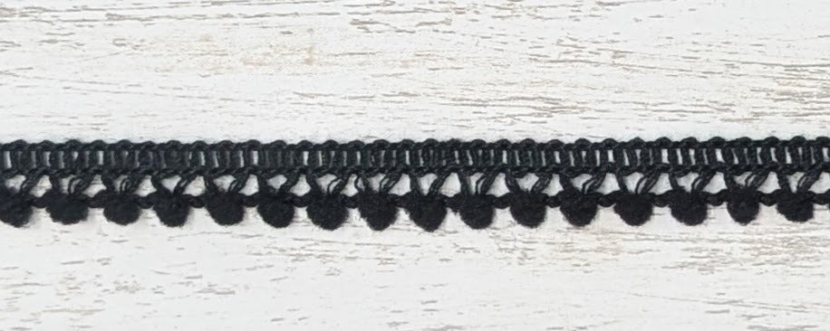 Small Pompom Trim 3/8" wide Black