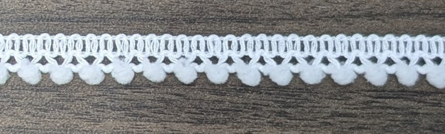 Small Pompom Trim 3/8" wide Bright White