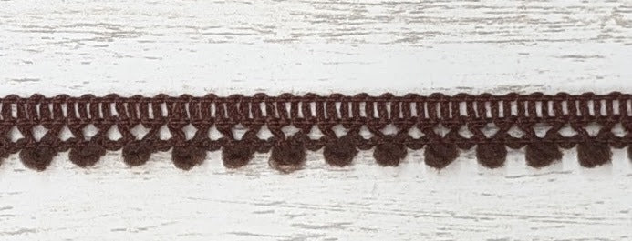 Small Pompom Trim 3/8" wide Chocolate