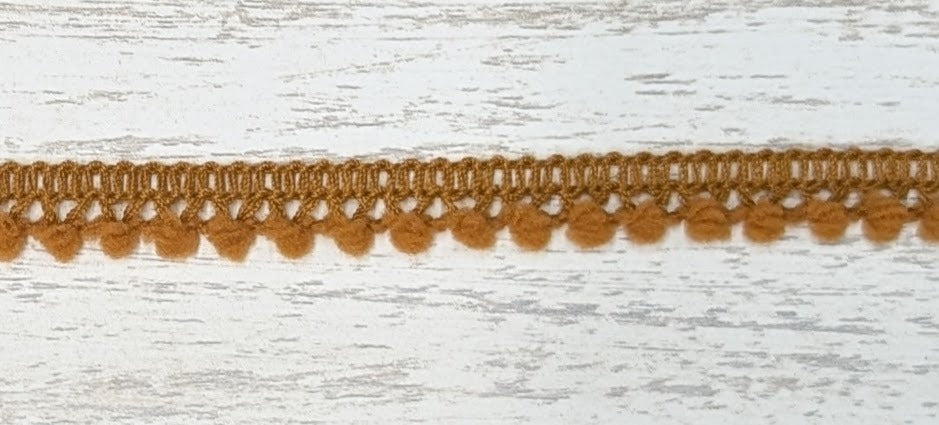 Small Pompom Trim 3/8" wide Dark Gold