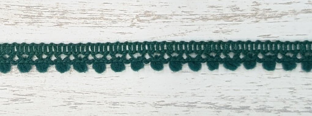 Small Pompom Trim 3/8" wide Dark Green