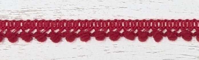 Small Pompom Trim 3/8" wide Dark Red