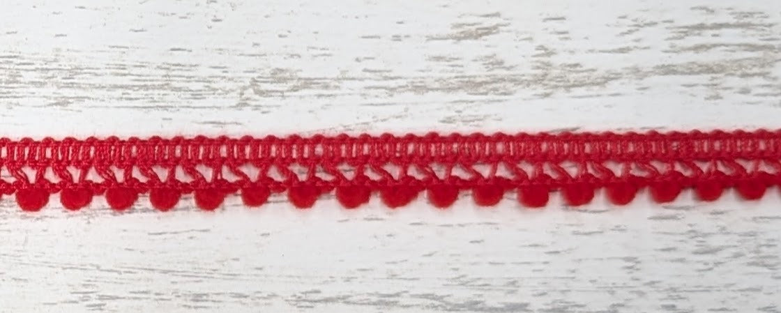 Small Pompom Trim 3/8" wide Red