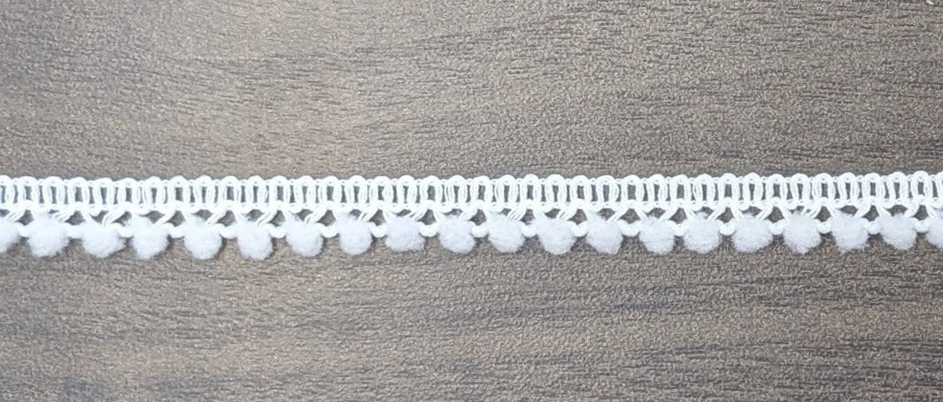 Small Pompom Trim 3/8" wide White
