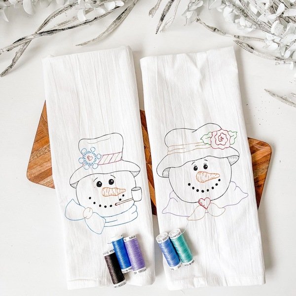 Snowman Sampler Printed Hand Embroidery Patterns