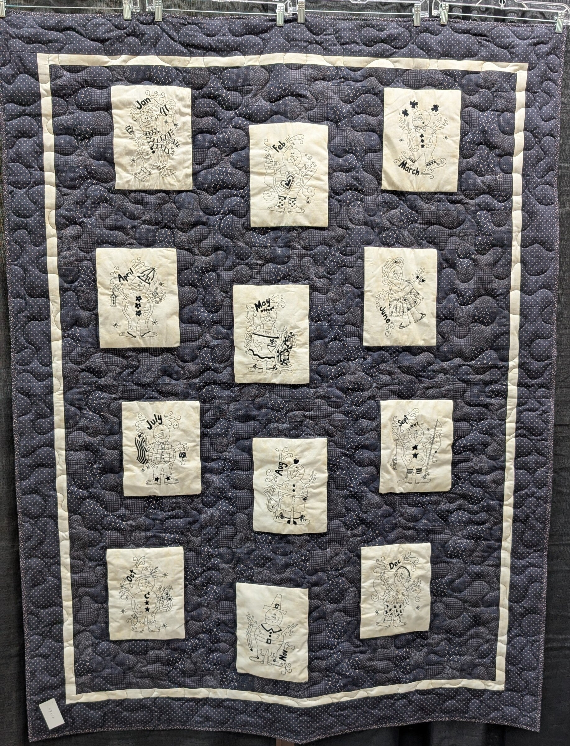 Snowmen Months Finished Size: 54" x 73"