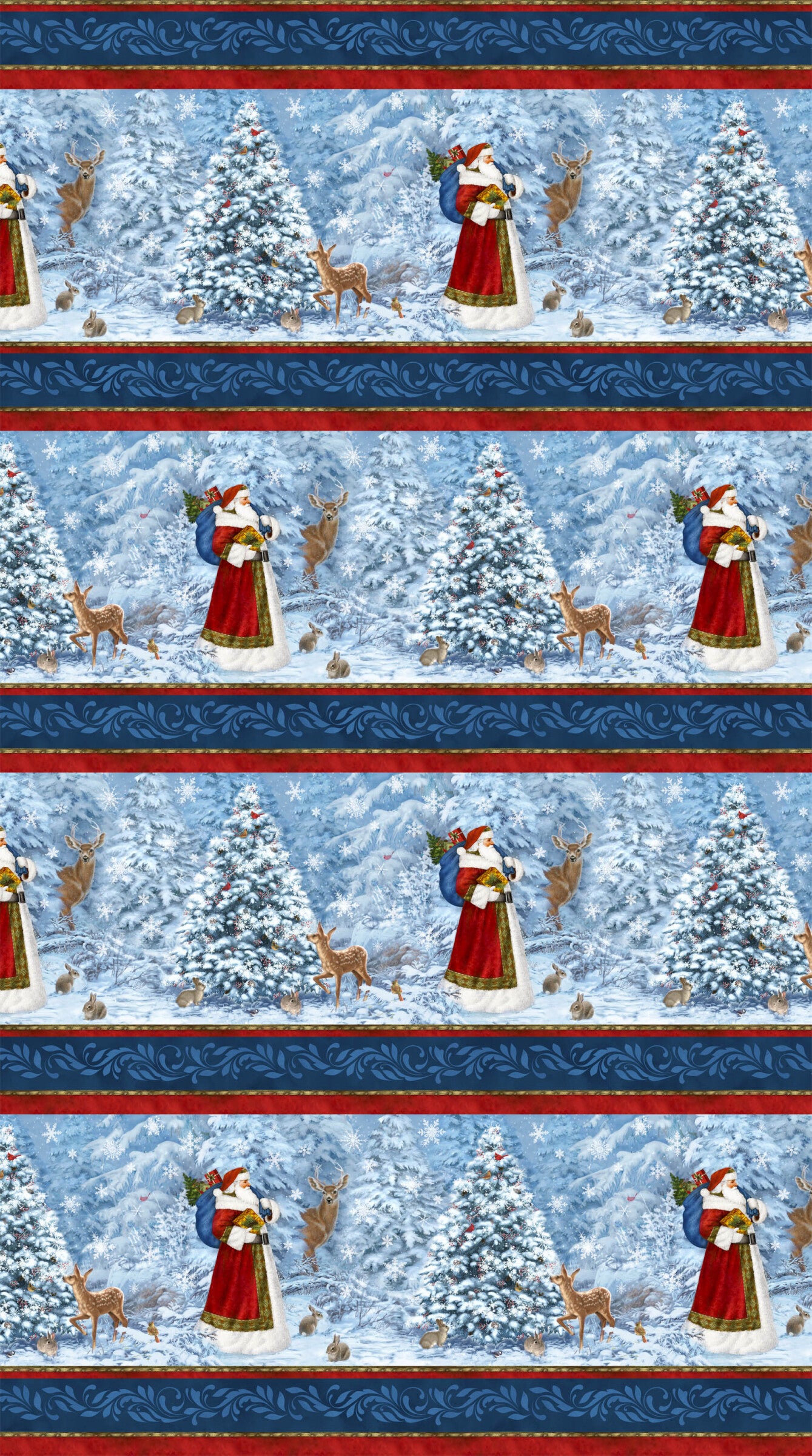 St. Nicholas DP28213-48 Dark Blue Multi Border Stripe