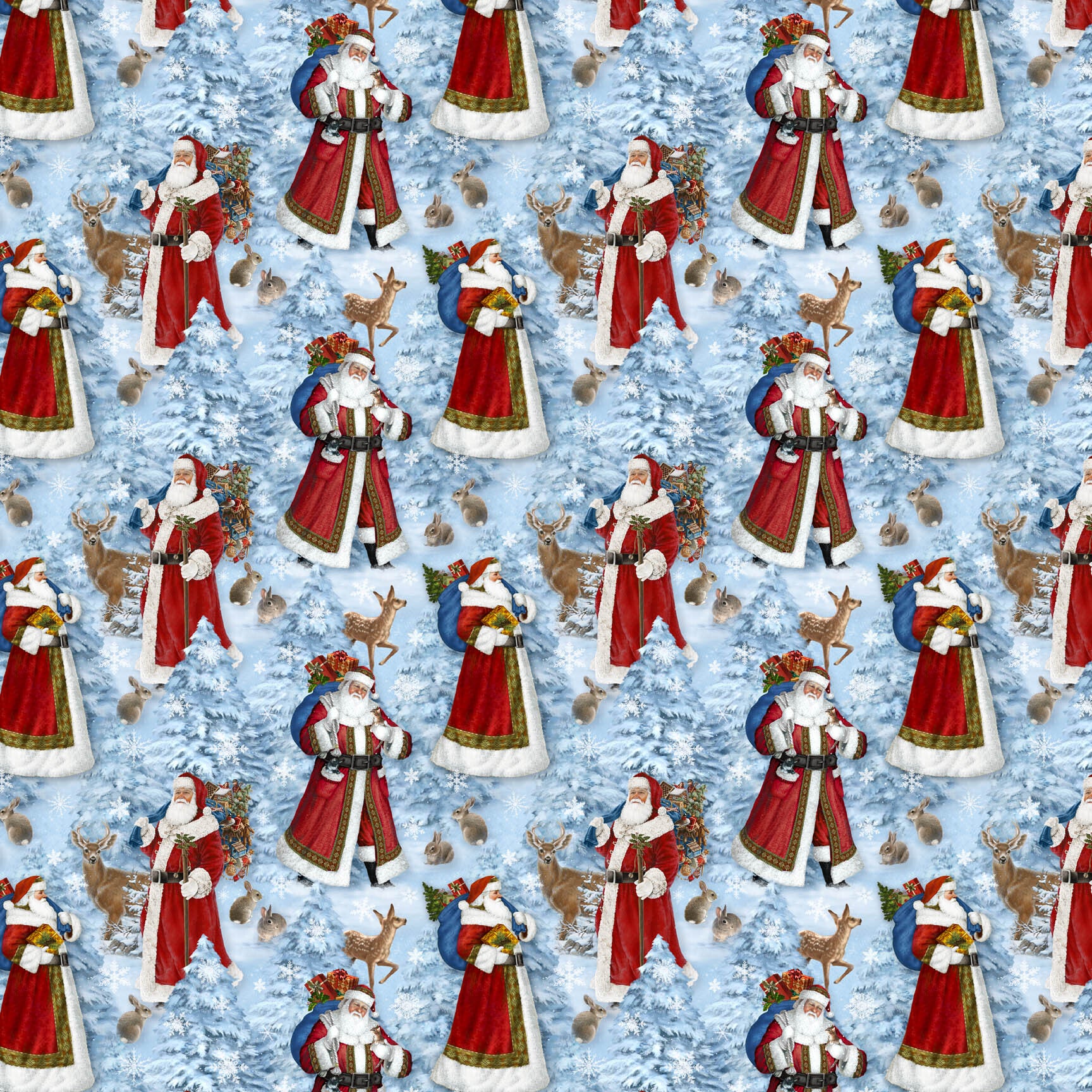 St. Nicholas DP28214-44 Light Blue Multi Santa