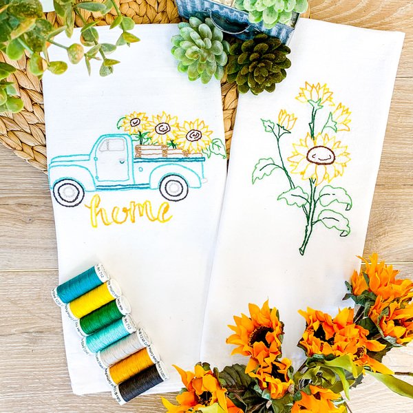 Sunflower Harvest Printed Hand Embroidery Patterns