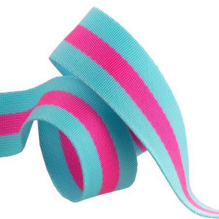 Tula Pink 1 1/2" Webbing Aqua/Pink