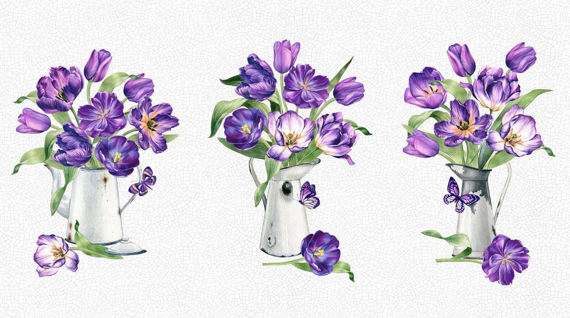 Tulip Garden DP28490-10 White Multi Panel