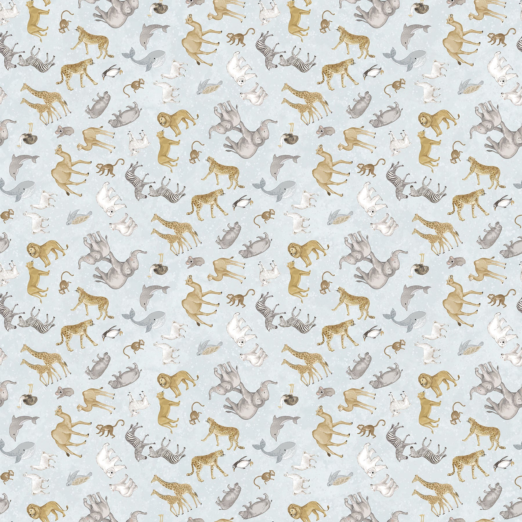 Two by Two Small Animals Tossed Pale Blue 28713-41